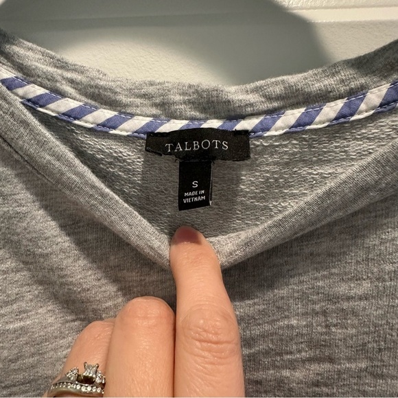 Talbots Gray Sweater with Blue Striped Back - Picture 2 of 5